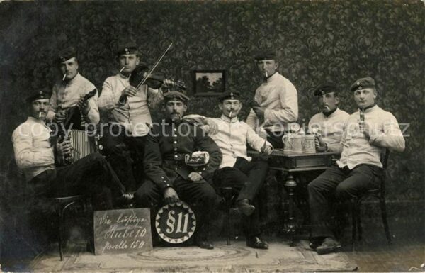 Militaria Deutschland WK1 Musik Foto Muellheim Baden Geige