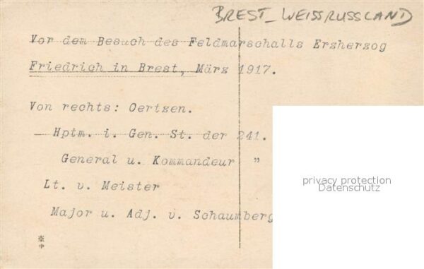 Brest Weissrussland WK1 Erzherzog Friedrich Uth ?rtzen  Fortm?ller Schaumberg  F – Bild 2