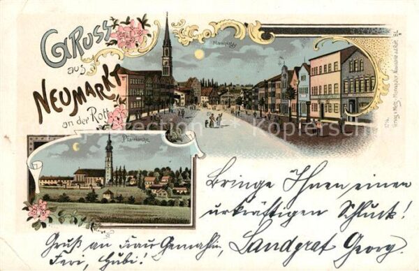 Neumarkt-St Veit Marktplatz Mondschein Pfarrkirche