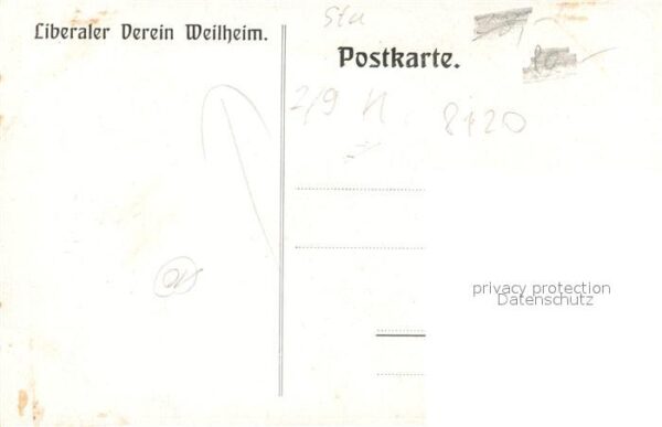 Weilheim Oberbayern Liberaler Verein Kuenstlerkarte von Schempp – Bild 2