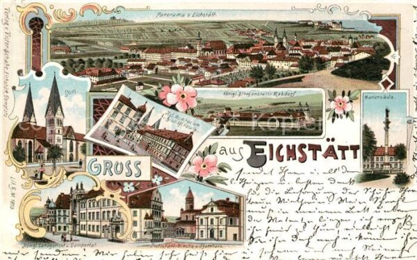 Eichstaett Oberbayern Panorama Mariensaeule Dom