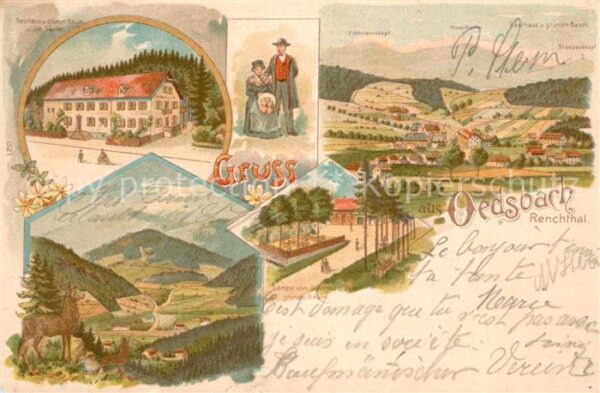 Oedsbach Oberkirch Baden Gasthaus zum gruenen Baum Litho