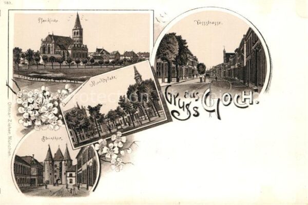 Goch Vossstrasse Pfarrkirche Marktplatz Steintor Litho