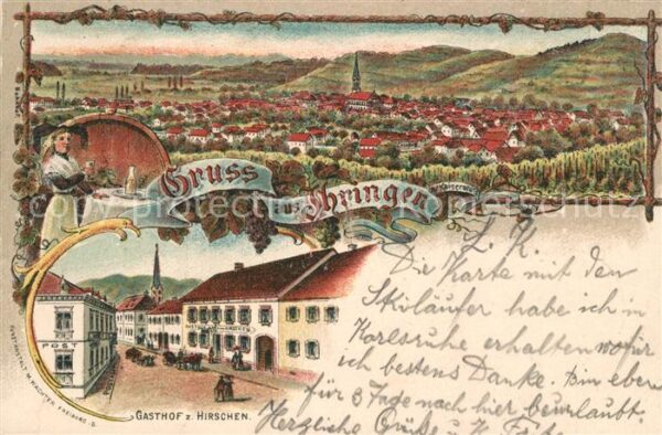 Ihringen Gasthof zum Hirschen Litho