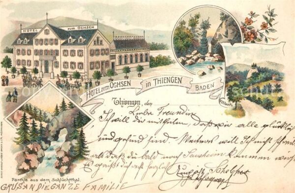 Thiengen Rhein Hotel zum Ochsen Schluechtthal Litho