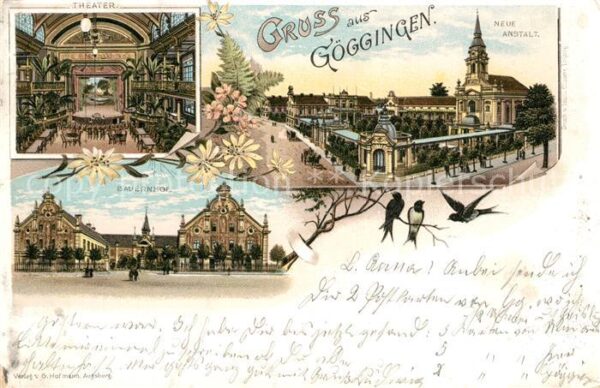 Goeggingen Bayern Neue Anstalt Bauernhof Theater Litho