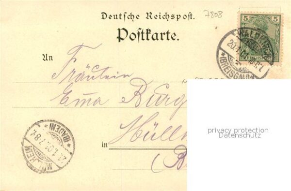 Waldkirch Breisgau Postamt Kirche St. Margarethen Litho – Bild 2
