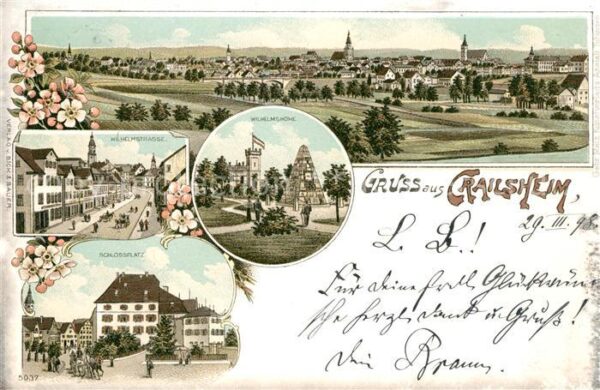 Crailsheim Wilhelmstrasse Schlossplatz Wilhelmshoehe Litho