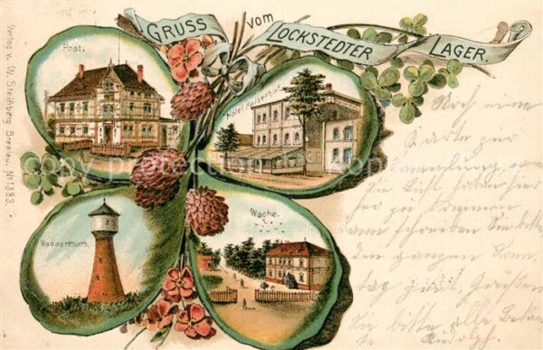 Kleeblatt-Litho Lockstedt Lager Post Hotel Kaiserhof Wasserturm Wache Litho