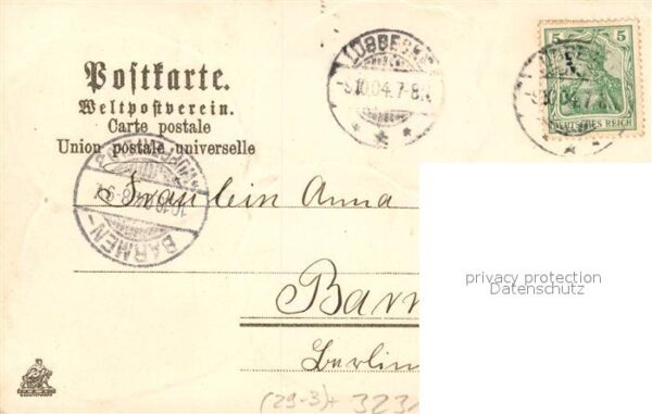 Kleeblatt-Litho Luebbecke Langestrasse Postamt Marktplatz Wartturm Litho – Bild 2