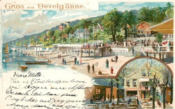 Oevelgoenne Neumuehlen Faehrhaus Litho
