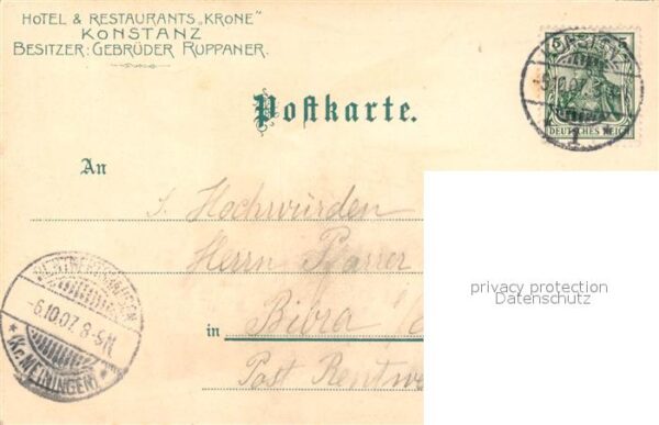 Konstanz Bodensee Hotel Krone Kachelofen Litho – Bild 2