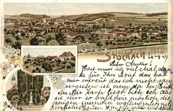 Stockach Baden Nellenburg Kriegerdenkmal Litho