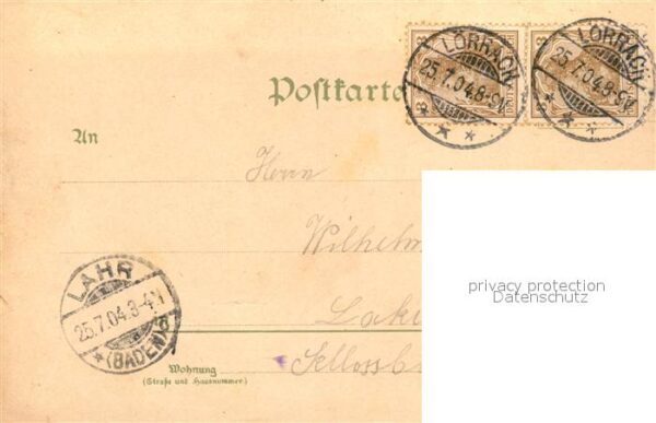 Loerrach Gymnasium Bahnhof Totalansicht Litho – Bild 2