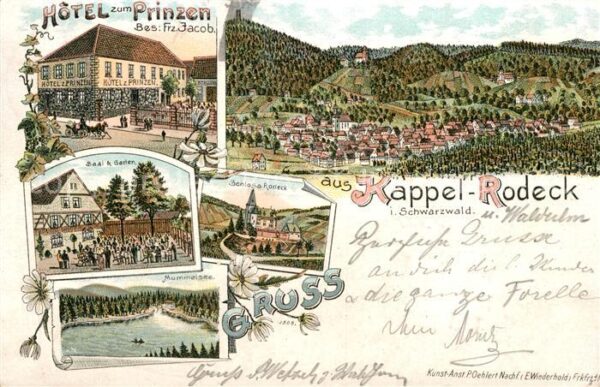 Rodeck Hotel zum Prinzen Schloss Mummelsee Litho