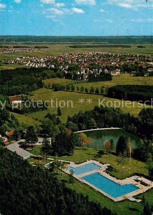 Bad Woerishofen Freischwimmbad Sonnenbuechlsee mit Gartenstadt Fliegeraufnahme