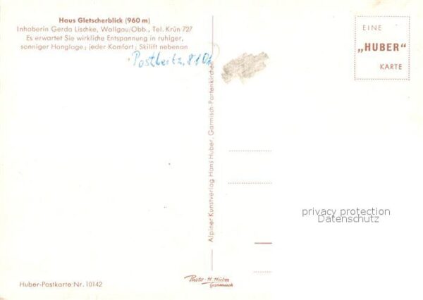 Wallgau Haus Gletscherblick Huber Karte Nr 10142 – Bild 2