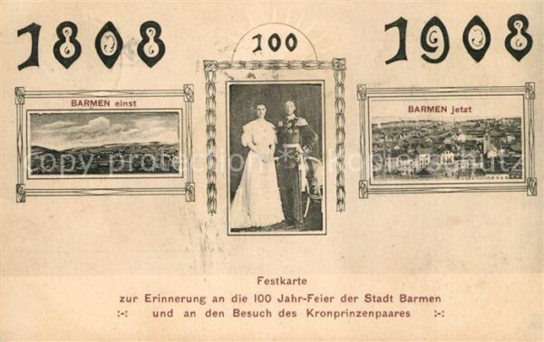Barmen Wuppertal Festkarte 100 Jahre Feier