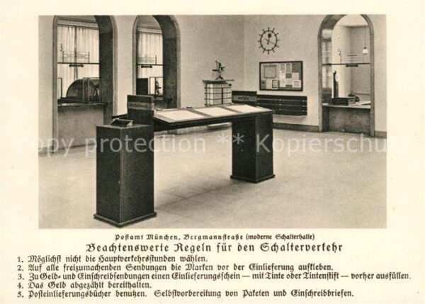 Muenchen Deutsche Reichspost Wort und Bild Schalterhalle