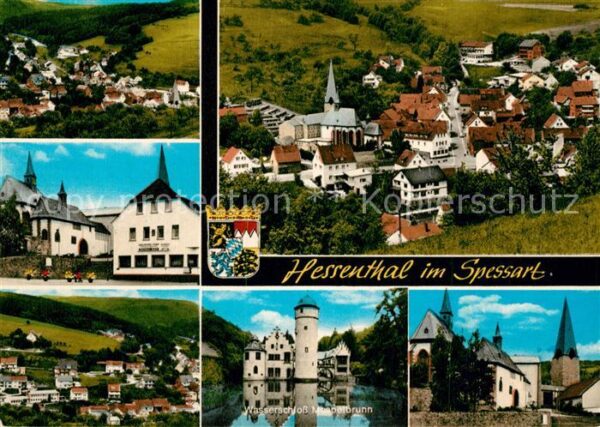 Hessenthal Spessart Panorama Kirchen Wasserschloss Mespelbrunn