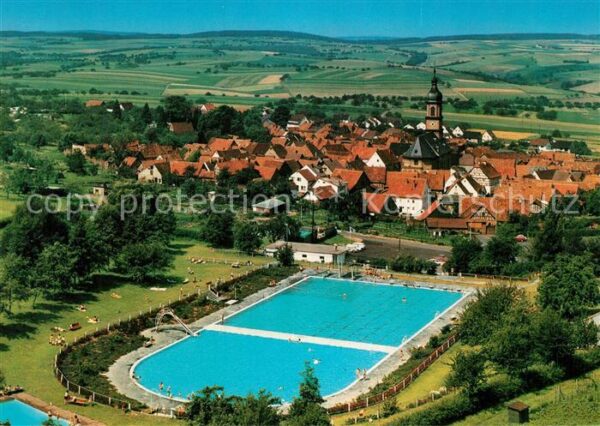 Moenchberg Spessart Panorama Kirche Schwimmbad