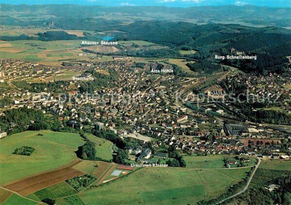 Attendorn Fliegeraufnahme Ahauser Stausee Atta Hoehle Ursulinenkloster