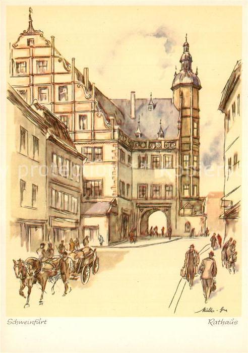 Schweinfurt Rathaus Kuenstlerkarte W. Mueller