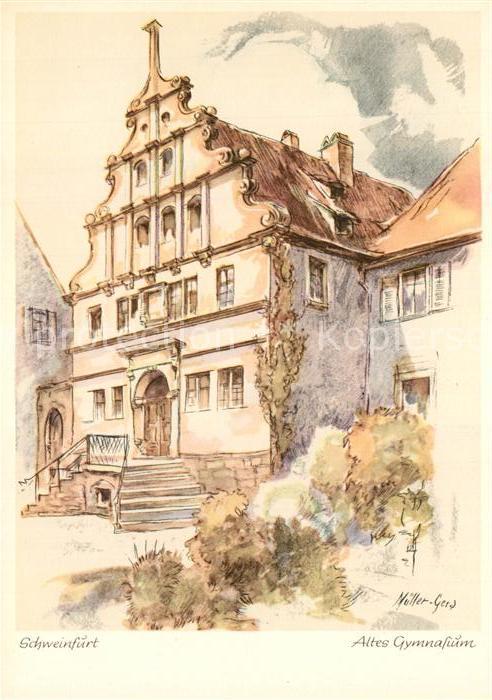 Schweinfurt Altes Gymnasium Kuenstlerkarte W. Mueller