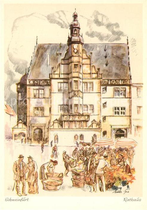 Schweinfurt Rathaus Kuenslerkarte W. Mueller