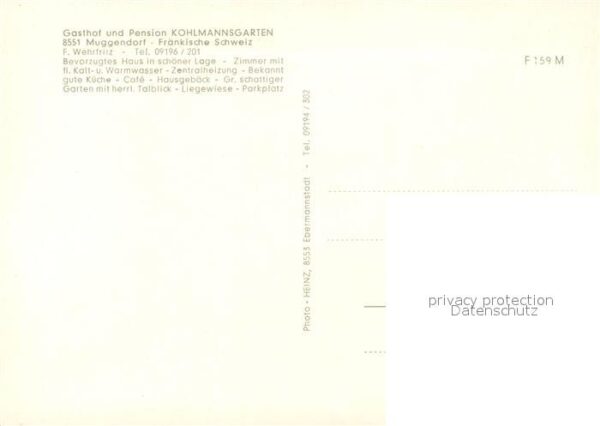 Muggendorf Fraenkische Schweiz Gasthof Kohlmannsgarten – Bild 2