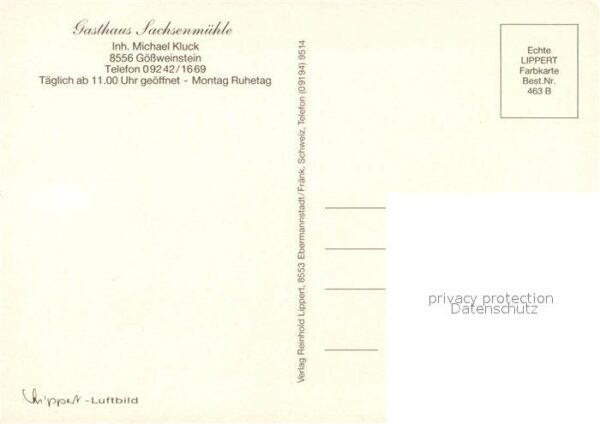 Goessweinstein Fliegeraufnahme Gasthaus Sachsenmuehle – Bild 2