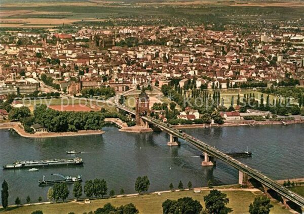 Worms Rhein Nibelungenbruecke Fliegeraufnahme
