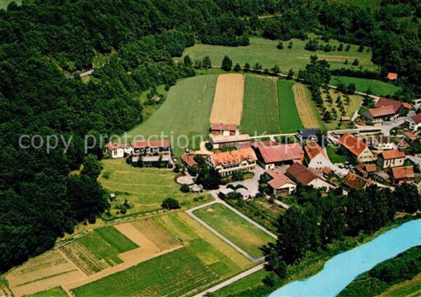 Mistlau Kirchberg Ferienheim Fliegeraufnahme