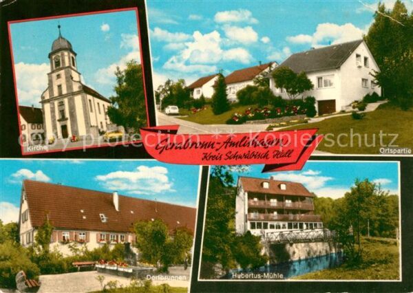 Amlishagen Kirche Dorfbrunnen Hubertus-Muehle