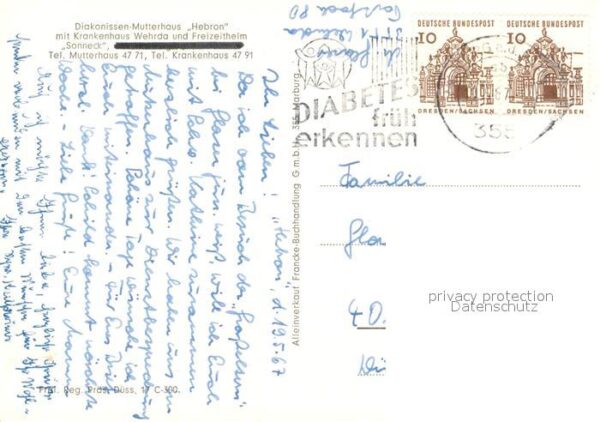 Marburg Lahn Diakonissen-Mutterhaus Hebron Krankenhaus Wehrda Freizeitheim Flieg – Bild 2
