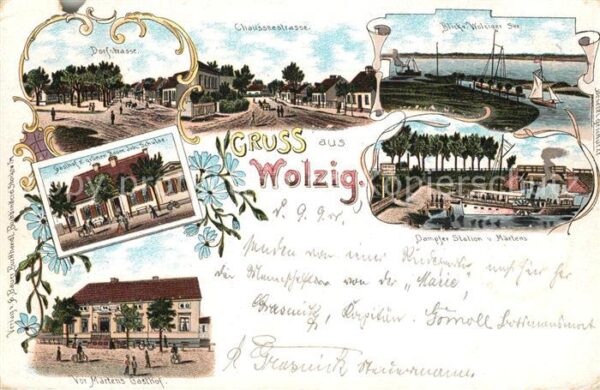 Wolzig Chausseestrasse Gasthof Maertens Gasthof zum gruenen Baum Litho