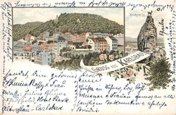 Karlsbad Eger Hirschsprung Litho