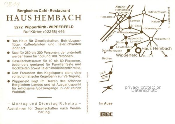 Wipperfeld Bergisches Cafe Haus Hembach Fliegeraufnahme – Bild 2