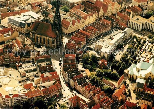 Muenster Westfalen Fliegeraufnahme St. Lambertikirche Prinzipalmarkt