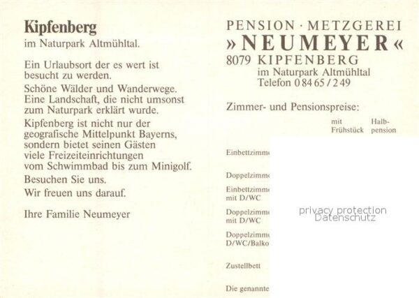 Kipfenberg Altmuehltal Pension Metzgerei Neumeyer – Bild 2