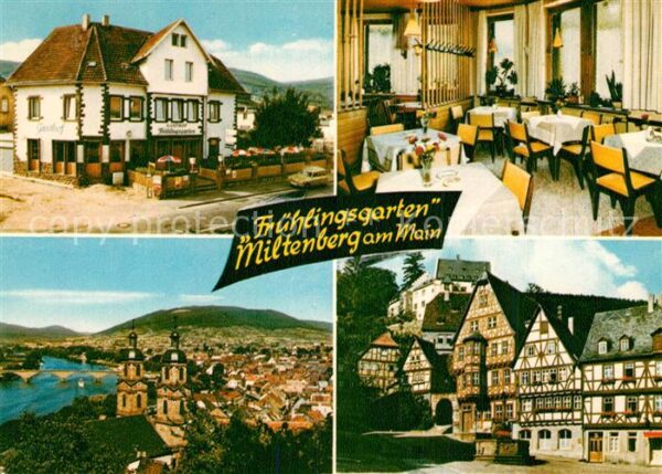 Miltenberg Main Fruehlingsgarten Fachwerk Fliegeraufnahme Main