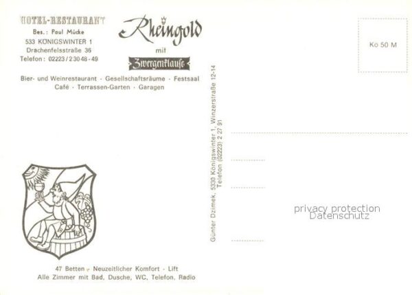 Koenigswinter Hotel Restaurant Rheingorl Zwergenklause – Bild 2