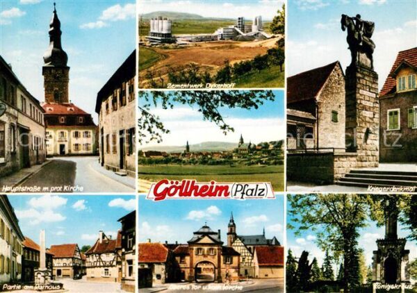 Goellheim Hauptstrasse protestantische Kirche Kriegerdenkmal Rathaus