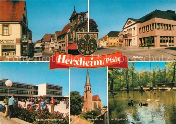 Herxheim Pfalz Obere Hauptstrasse Rathaus Vogelpark Katholische Kirche Schule