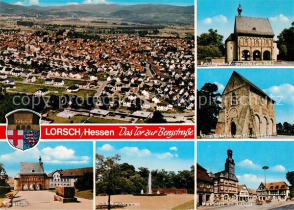Lorsch Hessen Fliegeraufnahme Koenigshalle Marktplatz Rathaus