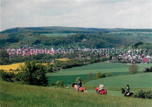 Staudernheim Panorama Pferde Reiter