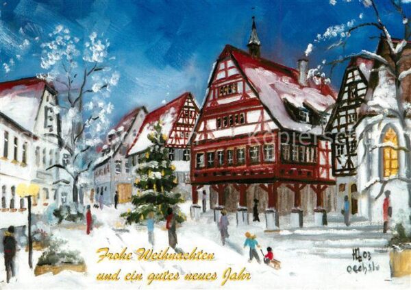 Plochingen Marktplatz Weihnachten Kuenstlerkarte