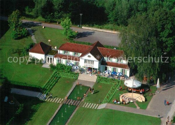 Plochingen Gaststaette Steiner am Fluss Fliegeraufnahme Park Bruckenwasen