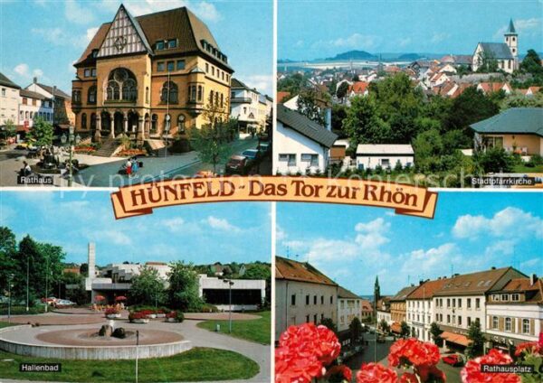 Huenfeld Rathaus Hallenbad Rathausplatz Pfarrkirche