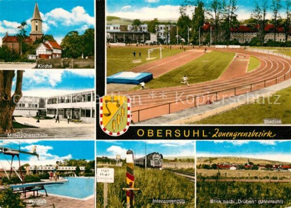 Obersuhl Kirche Mittelpunktschule Stadion Freibad Interzonenzug